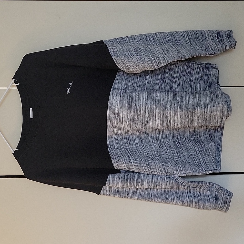 PINK Victoria's Secret Black and Gray Crew Neck Sweater